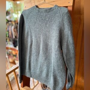 Handmade Mohair and Wool Raglan Pullover Sweater Jumper Slate Blue Gray